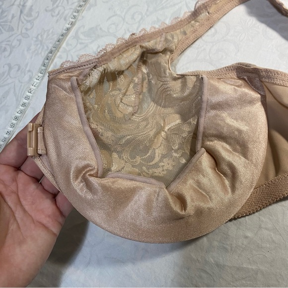 Glamorise Wonder Wire Front Closure Sheer Lace Cream Nude Demi Underwire Bra 36G - Picture 6 of 11